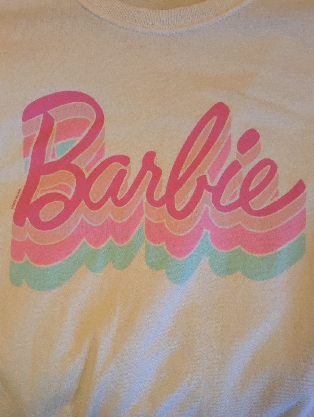 Barbie White Tee with Pink & Aqua Wave Script - Picture 5 of 6